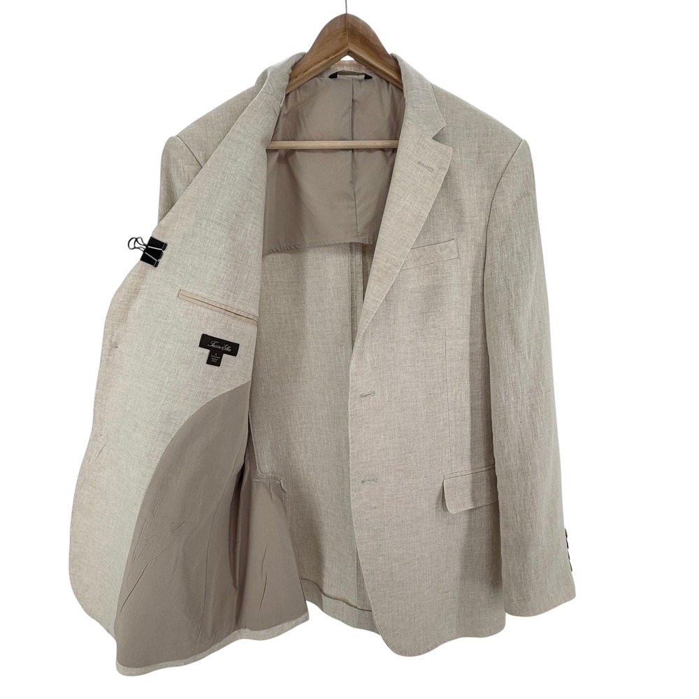 Tasso Elba Men's Linen Blazer Sport Coat Large Beige Tan Summer Casual Jacket - Picture 4 of 10